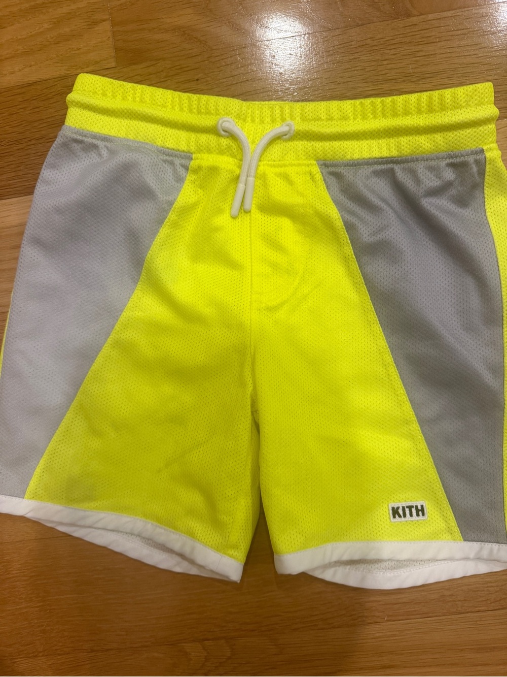 Kith Kids Neon Yellow & Gray Mesh Kids Shorts